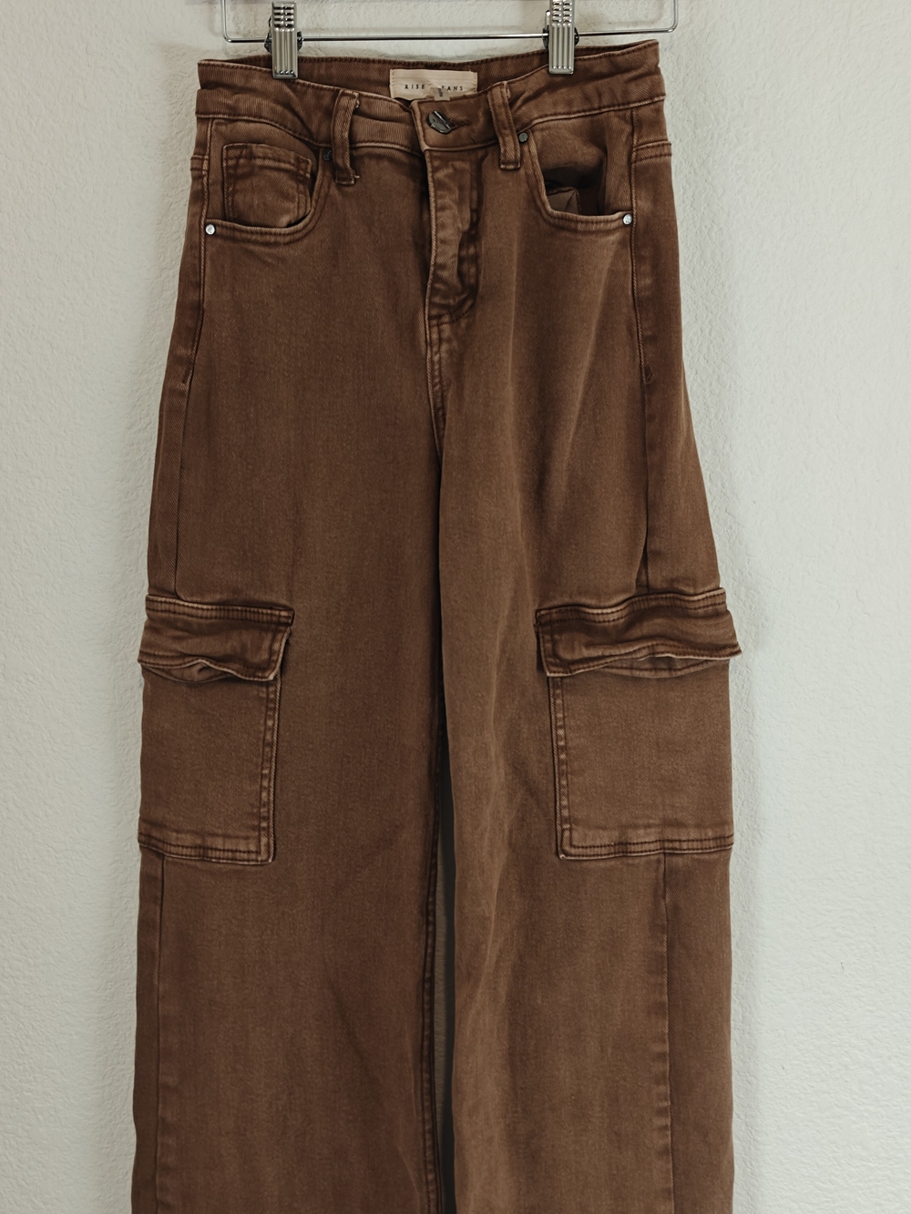 Risen Cocoa Utility Cargo Jeans High Rise Relaxed Fit Cargo Denim Y2K Street 26 - Picture 7 of 16
